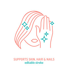 Linear icon for supplements and cosmetics packaging.