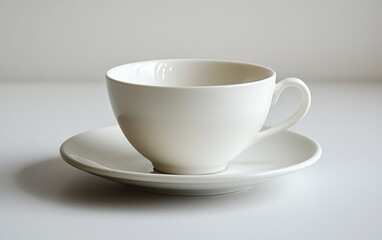 Fototapeta premium Empty teacup saucer white background studio
