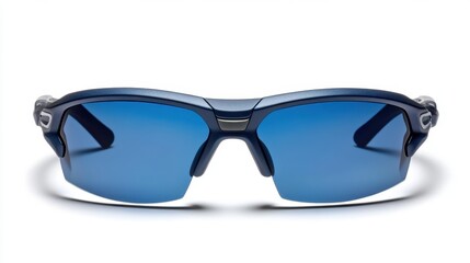 Fototapeta premium Stylish blue-tinted sunglasses designed for outdoor adventures under bright sunlight for maximum eye protection