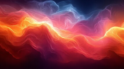 Obraz premium Vibrant abstract waves of orange and blue light, creating a dynamic and energetic atmosphere, perfect for modern design and digital backgrounds.