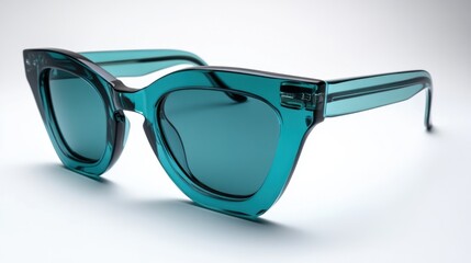 Crafted from translucent teal material, these striking sunglasses exude a retro flair while providing ample UV protection