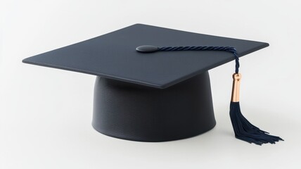 A classic graduation cap in navy blue, symbolizing academic achievement and celebration.
