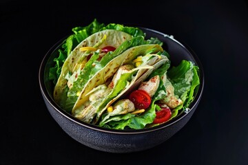 Tender Chicken and Romaine Lettuce Wrap with Shredded Parmesan Cheese