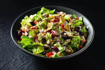 Taco Ranch Dressing Topped with Crisp Greens and Cheese Delight