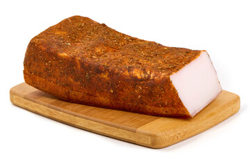Smoked Pork Loin Isolated on White Background.