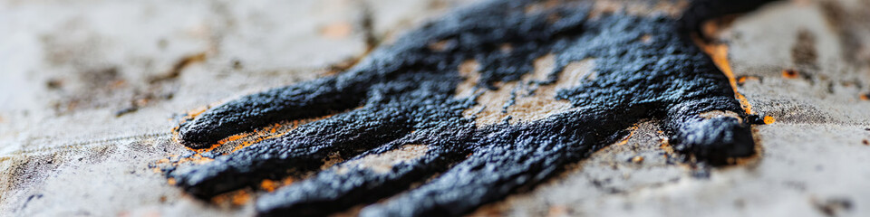 Fototapeta premium Dark Substance Imprint on Granular Surface
