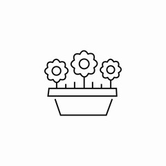 pot flowers icon sign vector