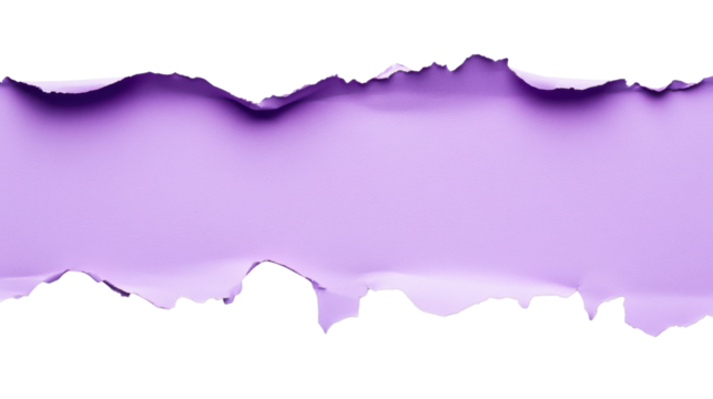 Purple torn paper with transparent background creating copy space