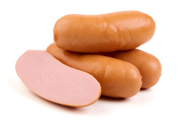 Fresh Sausages Isolated on White Background.
