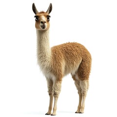 Obraz premium Cute llama, standing, white background, illustration, children's book