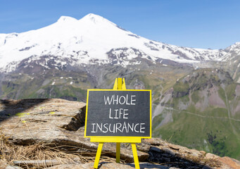 Whole life insurance symbol. Concept words Whole life insurance on beautiful black yellow...