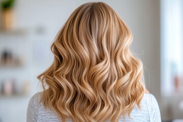 Naklejka premium Perfekt gestylte blonde Locken im Friseursalon 