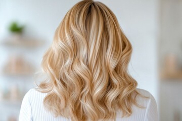Naklejka premium Perfekt gestylte blonde Locken im Friseursalon 