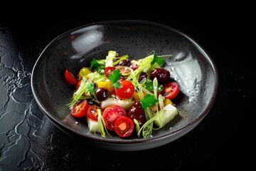 Artistic Composition of White Plate Tomato Fennel