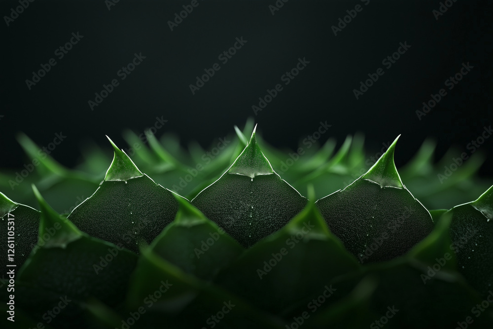 Poster Macro shot of cactus surface with sharp spines and texture
