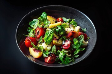 Artistic Plate of Seasonal Harvest Fruits and Vegetables