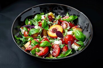 Colorful Salad with Fresh Tomatoes and Peaches