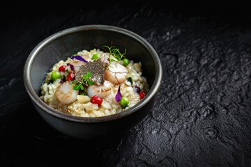 Uni Risotto and Seared Scallops with Truffle Flavor Profile