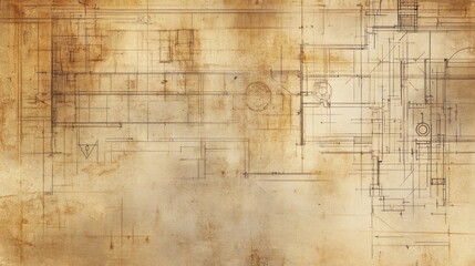 Fototapeta premium Aged Architectural Blueprint Design