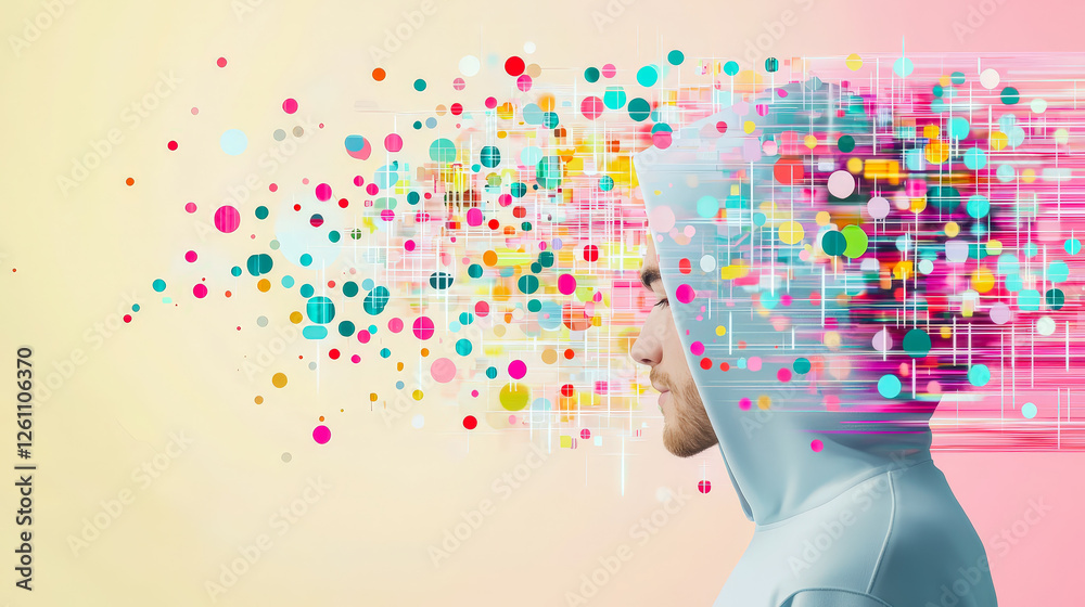 Poster Creative representation of human thought and digital expression in colorful visualization