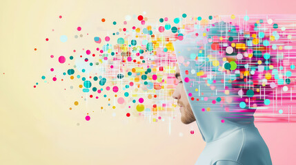 Creative representation of human thought and digital expression in colorful visualization