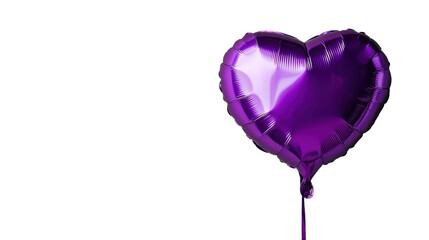 Purple heart-shaped balloon floating on transparent background