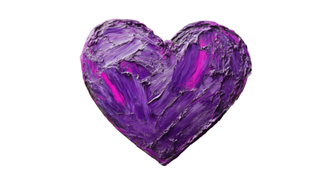 Purple and pink heart showing love and affection on transparent background