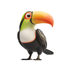 Naklejka premium Cute Cartoon Toucan Facing Forward on Transparent Background