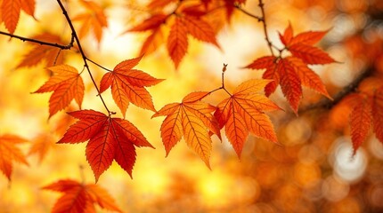 Autumn Leaves: Sharp Focus with Bokeh Effect and Seamless Gradient Blending