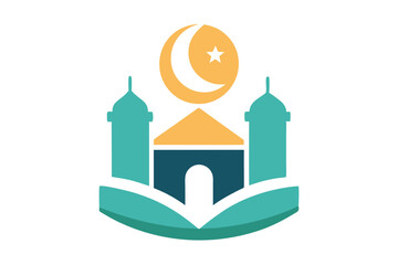 Islamic Education Logo with Open Book and Mosque Elements, Islamic logo vector illustration, logo design 