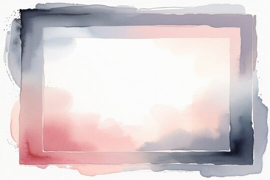 Soft Pink and Gray Watercolor Frame with Abstract Background