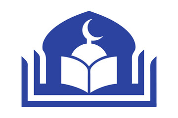 Islamic Education Logo with Open Book and Mosque Elements, Islamic logo vector illustration, logo design 