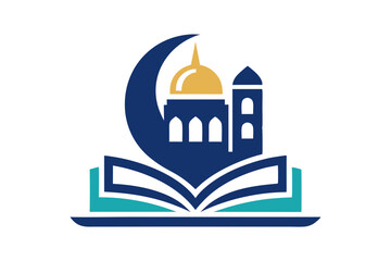 Islamic Education Logo with Open Book and Mosque Elements, Islamic logo vector illustration, logo design 