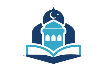 Islamic Education Logo with Open Book and Mosque Elements, Islamic logo vector illustration, logo design 