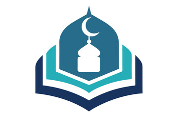 Islamic Education Logo with Open Book and Mosque Elements, Islamic logo vector illustration, logo design 