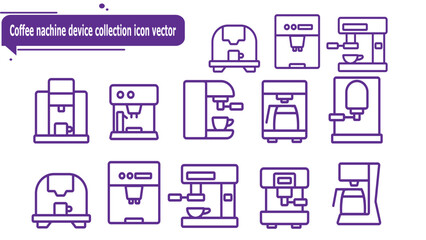 Coffee nachine device collection icon vector