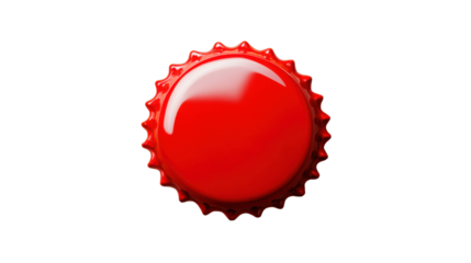 Shiny red bottle cap isolated on transparent background