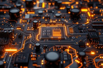 Obraz premium Geometric pattern with hexagonal nodes in a grid, softly illuminated for a refined look