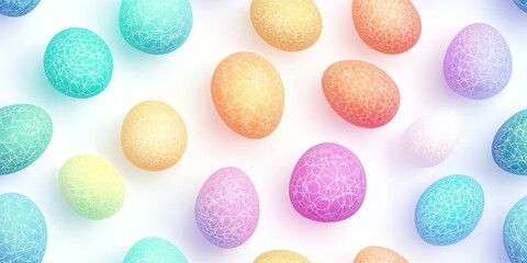 Decorative colorful easter eggs with intricate patterns on white background