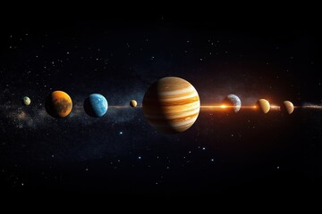 Fototapeta premium Star and Planets in Orbit: Celestial Mechanics, Solar System, Astronomy