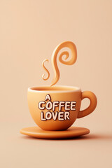 Obraz premium A warm, minimalist 3D illustration of a steaming coffee cup with 