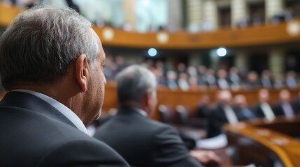 Fototapeta premium Attentive Man at Legislative Session