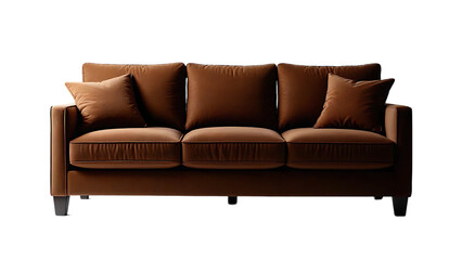 Fototapeta premium A brown sofa with clean lines isolated on transparent background