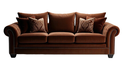 Fototapeta premium A brown sofa with clean lines isolated on transparent background