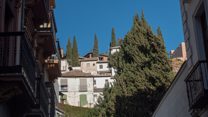 View of the typical houses of Granada