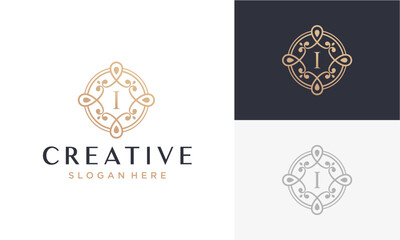 vector logo luxury alphabet initial I