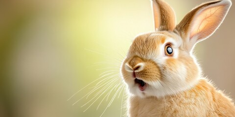 Fototapeta premium Curious rabbit peeking from a corner nature scene wildlife photography soft focus environment playful concept