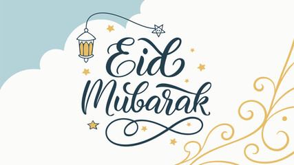 A beautiful and elegant graphic design for an Eid Mubarak greeting card.