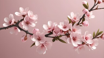 Fototapeta premium Delicate Cherry Blossom Branch in Full Bloom – Soft Pink Floral Elegance