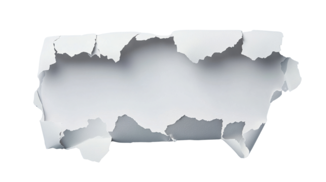 Torn paper with transparent background creating empty space for custom content